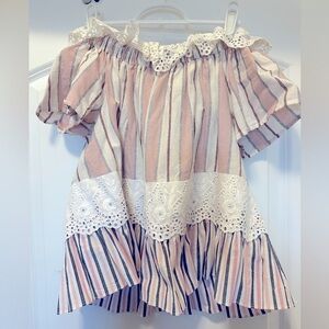 NWOT MISA LOS ANGELES VIRGINE PINK STRIPED EYELET TOP